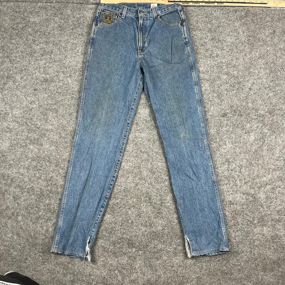 Cinch Jeans Womens 29x34 Blue Straight Leg Western‎ Denim Distressed Hem